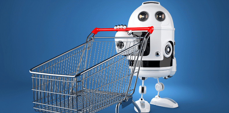 Robot pushing a shopping trolley